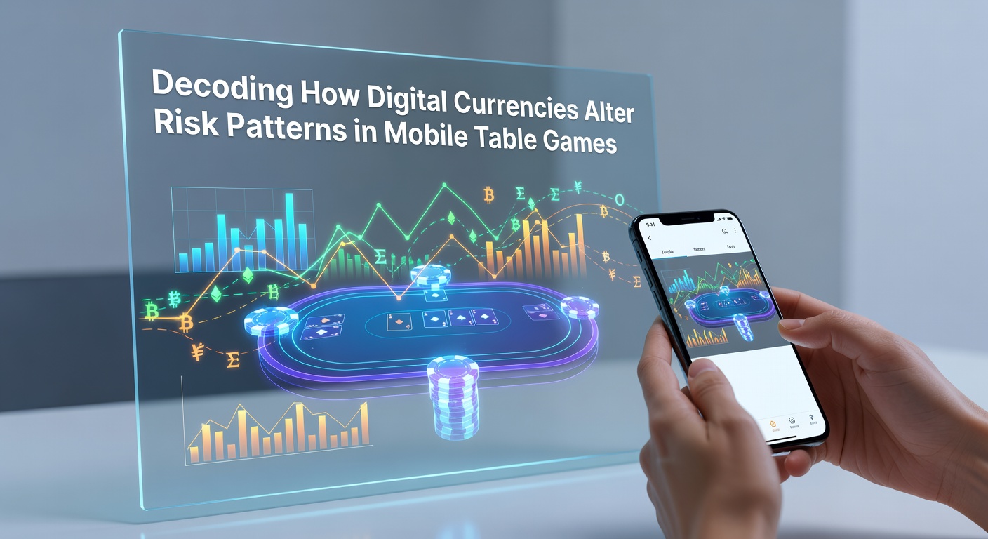 Illustration showing cryptocurrency integration with mobile table games and risk indicators