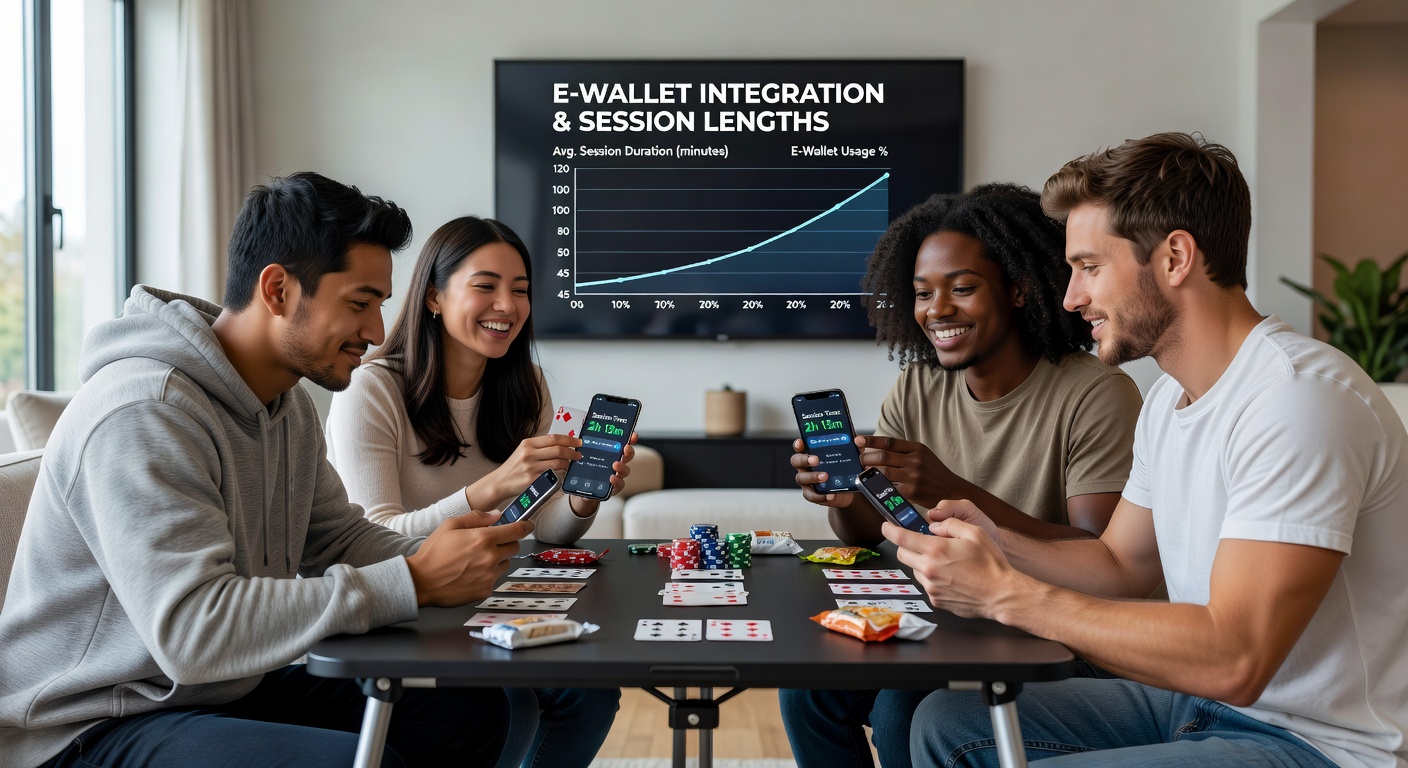Close-up view of a folding card table with smartphone showing completed e-wallet transaction during a group game