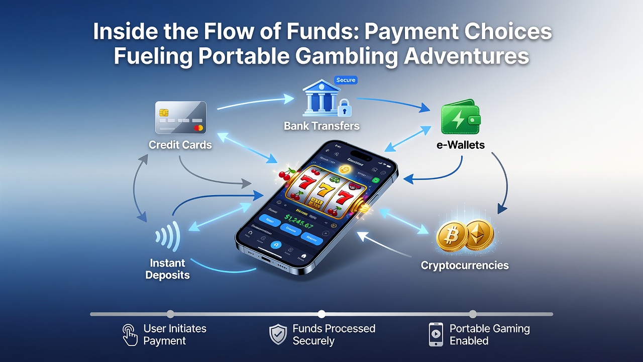 Infographic showing transaction pathways between mobile wallets, bank accounts, and gambling platforms with real-time confirmation indicators